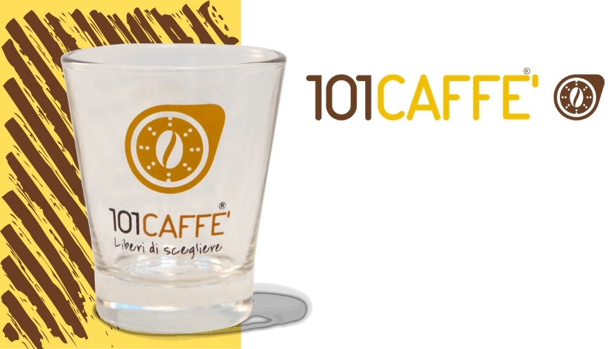 Paginehoreca_101caffè_Bicchierini in vetro con logo 101CAFFE’